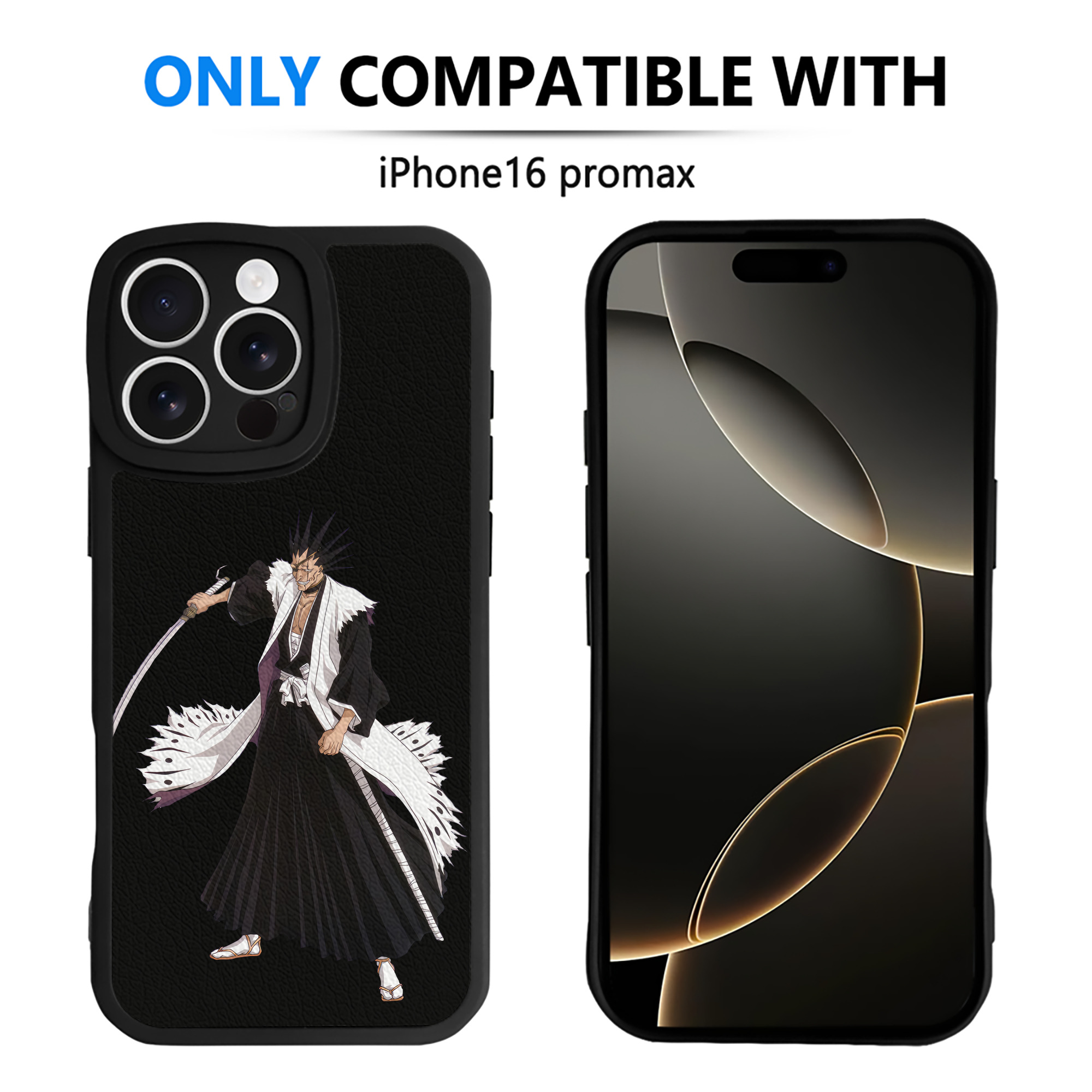 （画像用） ブリーチ ざらき けんぱち BLEACH Zaraki Kenpachi 【iPhone 16シリーズ対応】シリコンスマホケース（レザー調） 材質：シリコン